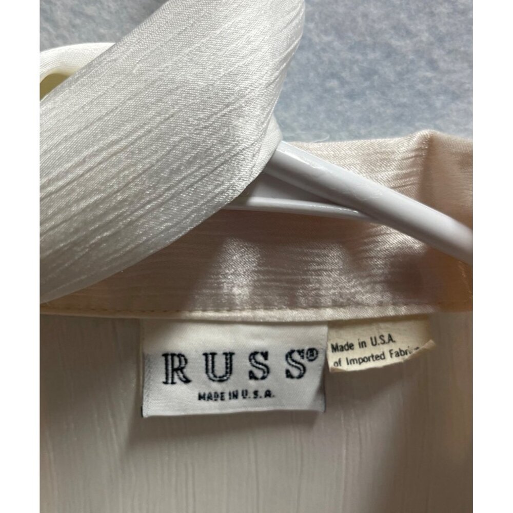 Vintage Russ Satin Business Blouse with Scarf Button Up Long Sleeve Size 12 - Picture 6 of 12